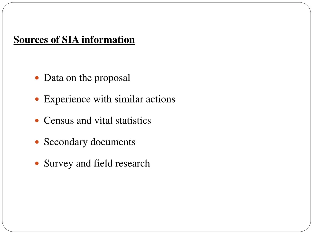 sources of sia information