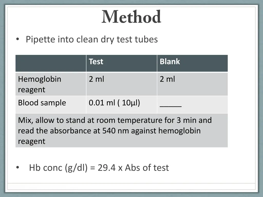 pipette into clean dry test tubes