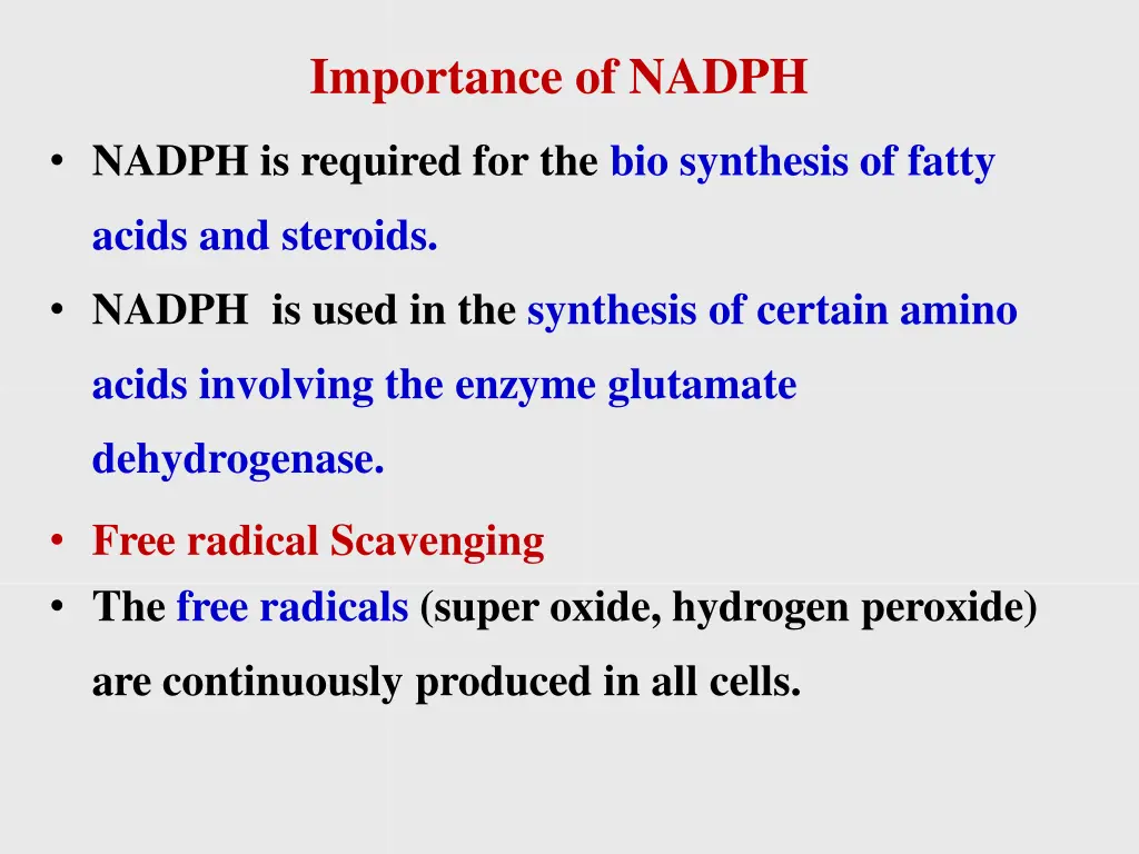 importance of nadph