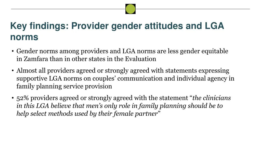 key findings provider gender attitudes