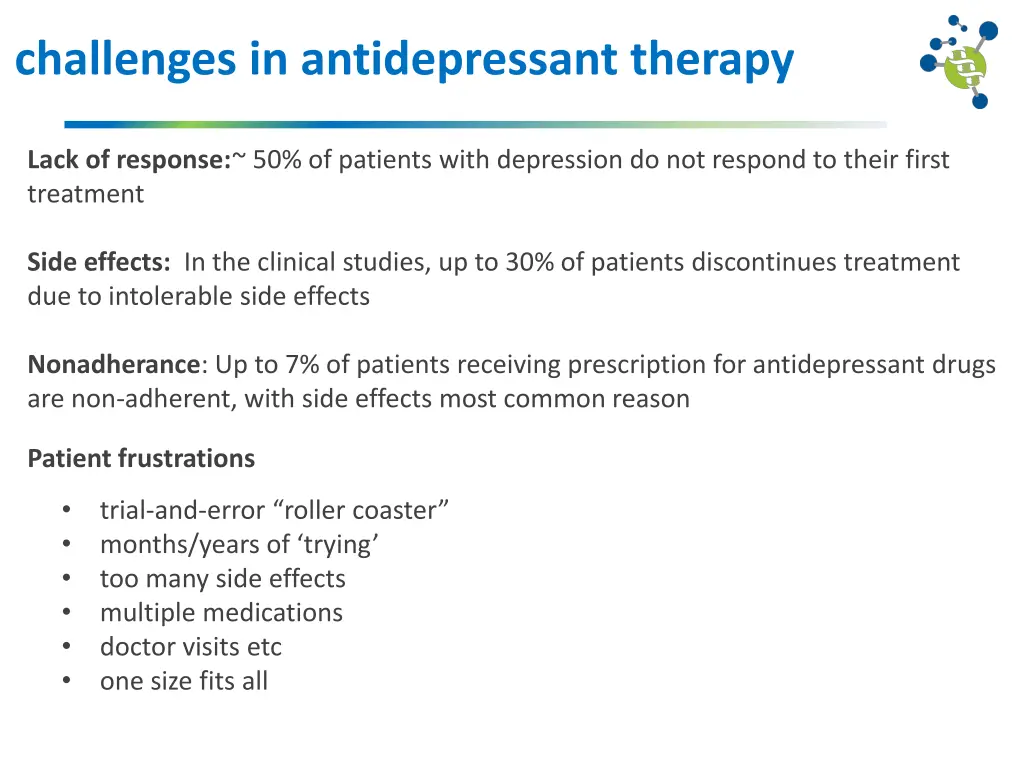challenges in antidepressant therapy