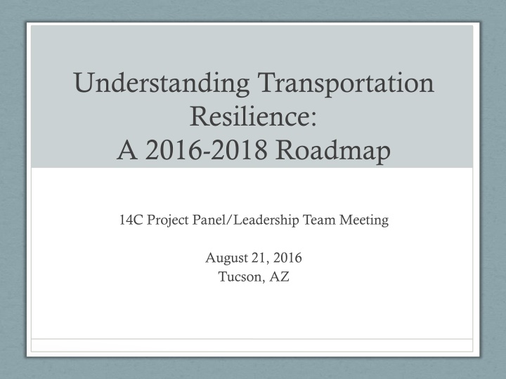 understanding transportation resilience a 2016