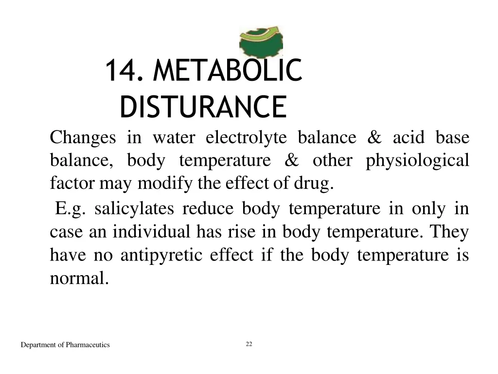 14 metabolic disturance changes in water