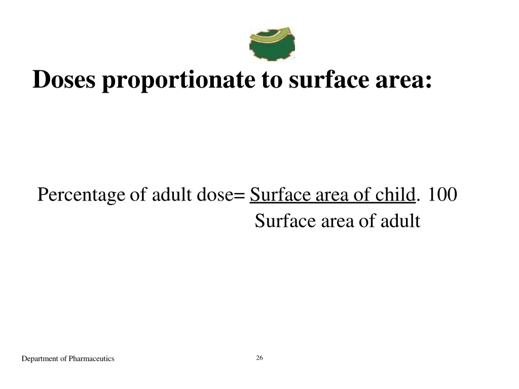 doses proportionate to surface area