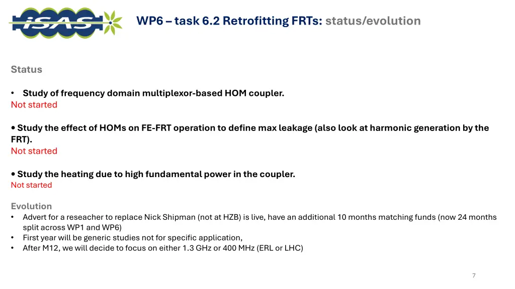 wp6 task 6 2 retrofittingfrts status evolution