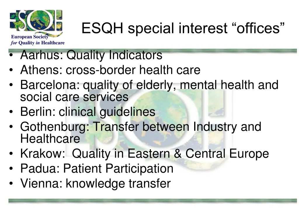 esqh special interest offices