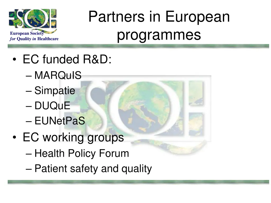 partners in european programmes