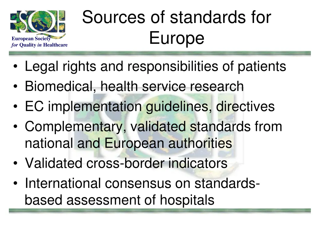 sources of standards for europe