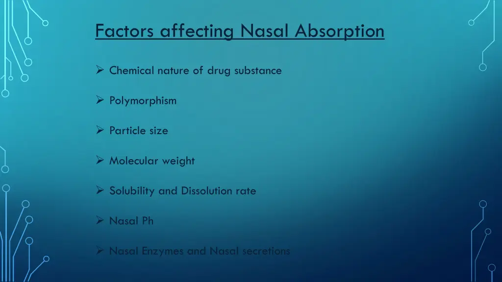 factors affecting nasal absorption