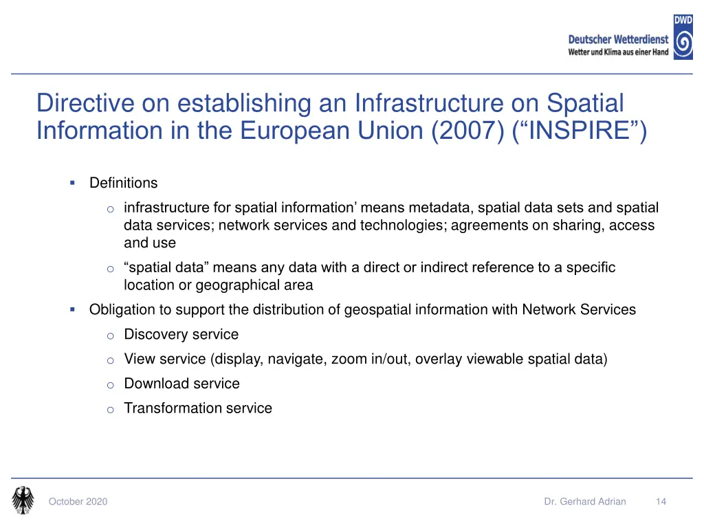 directive on establishing an infrastructure