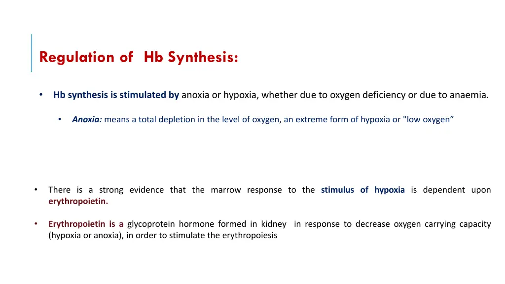regulation of hb synthesis