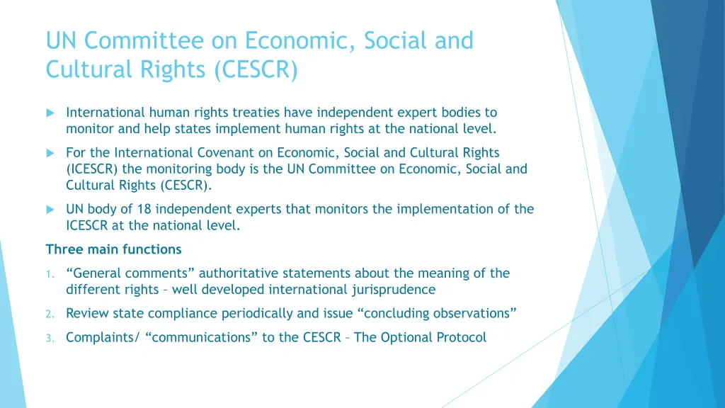 un committee on economic social and cultural
