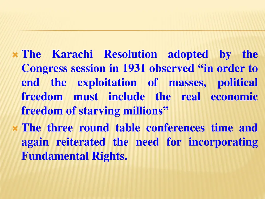 the karachi resolution adopted by the congress