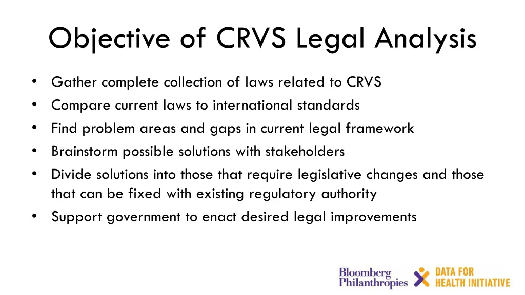 objective of crvs legal analysis