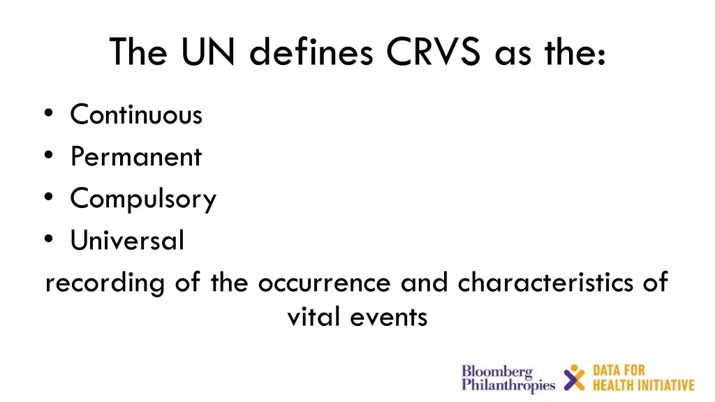 the un defines crvs as the