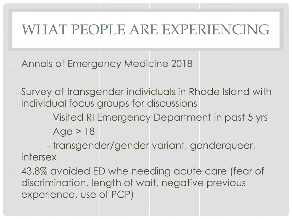 what people are experiencing