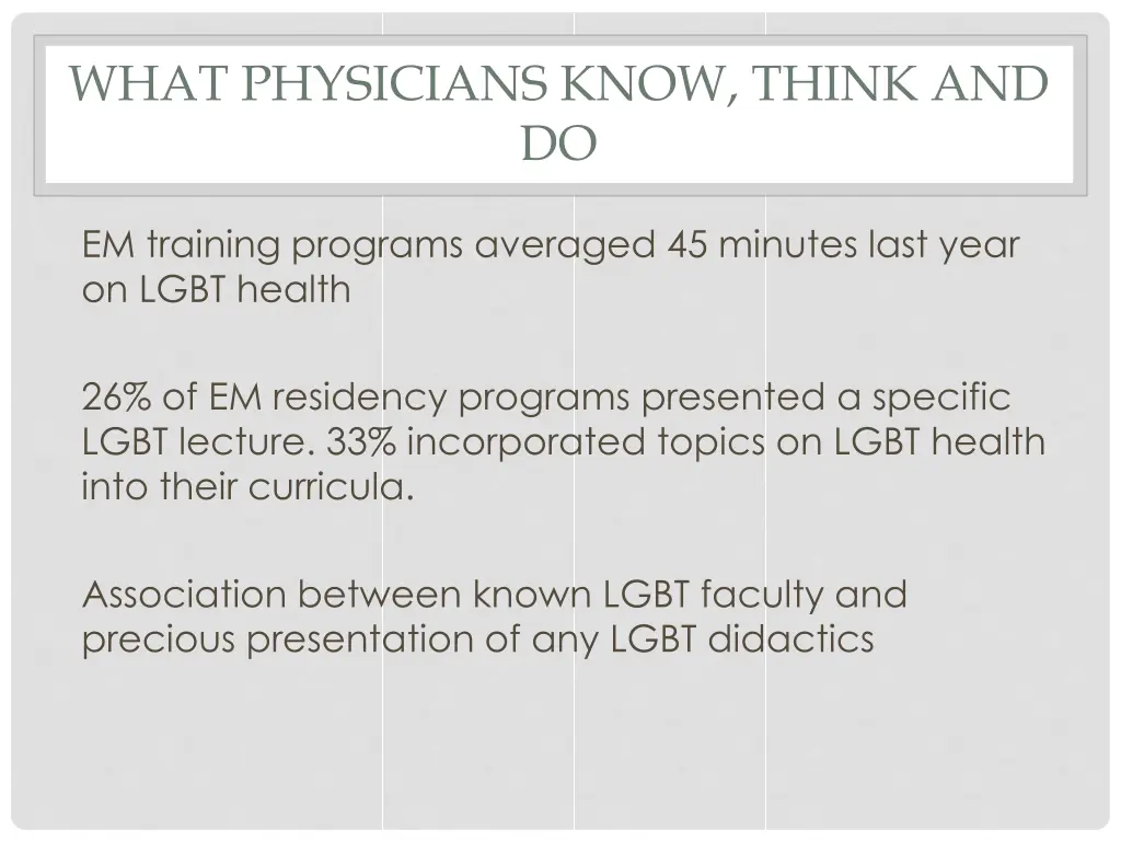 what physicians know think and do 1