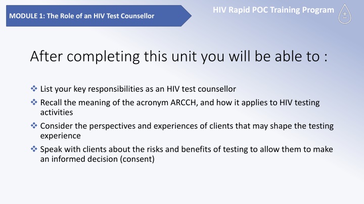 hiv rapid poc training program