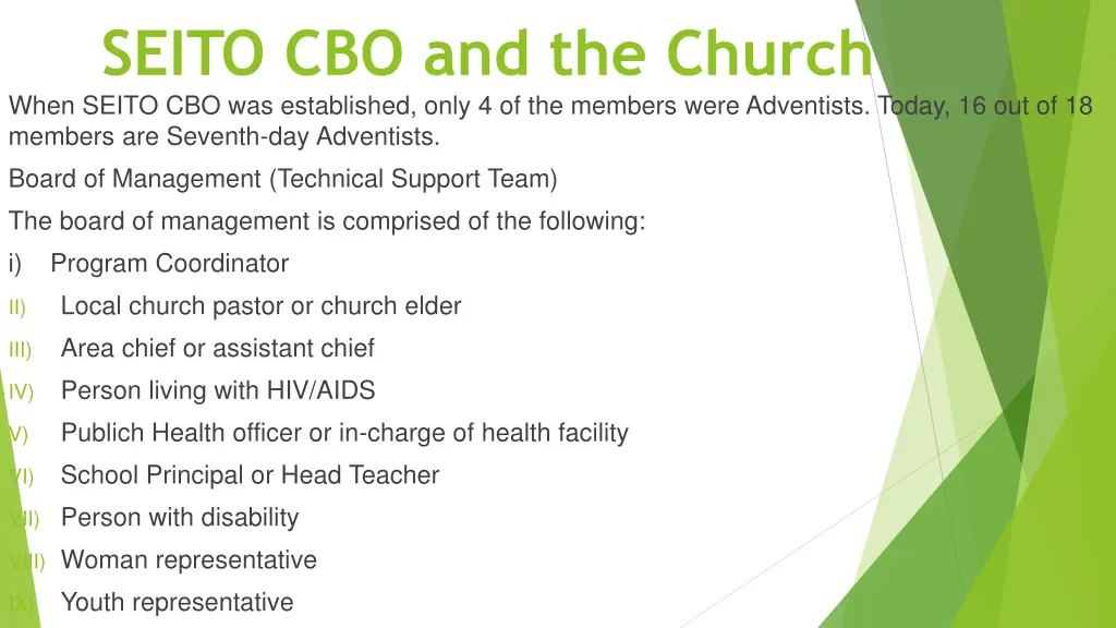 seito cbo and the church when seito