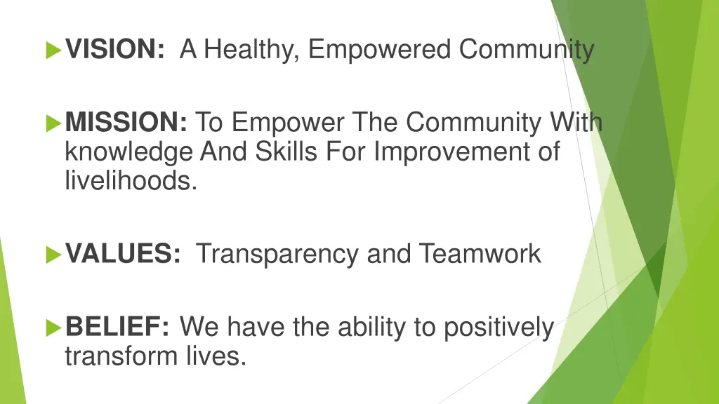 vision a healthy empowered community