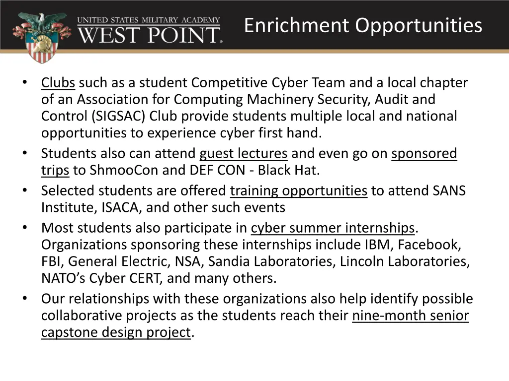 enrichment opportunities 1