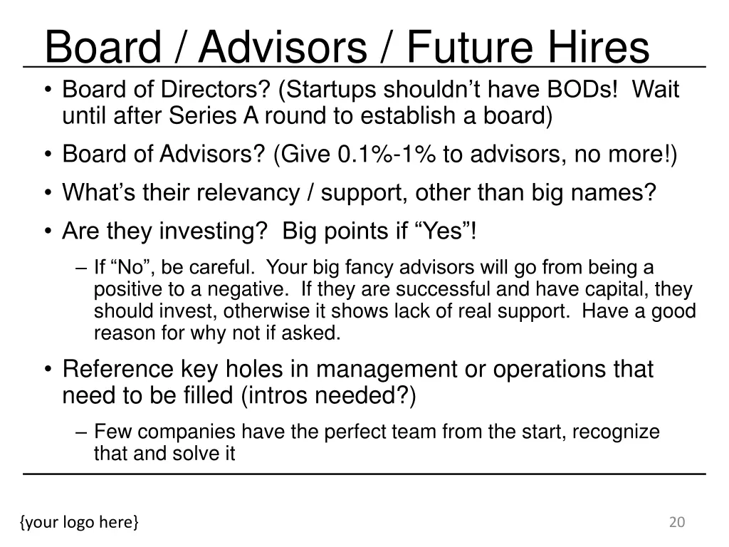 board advisors future hires board of directors