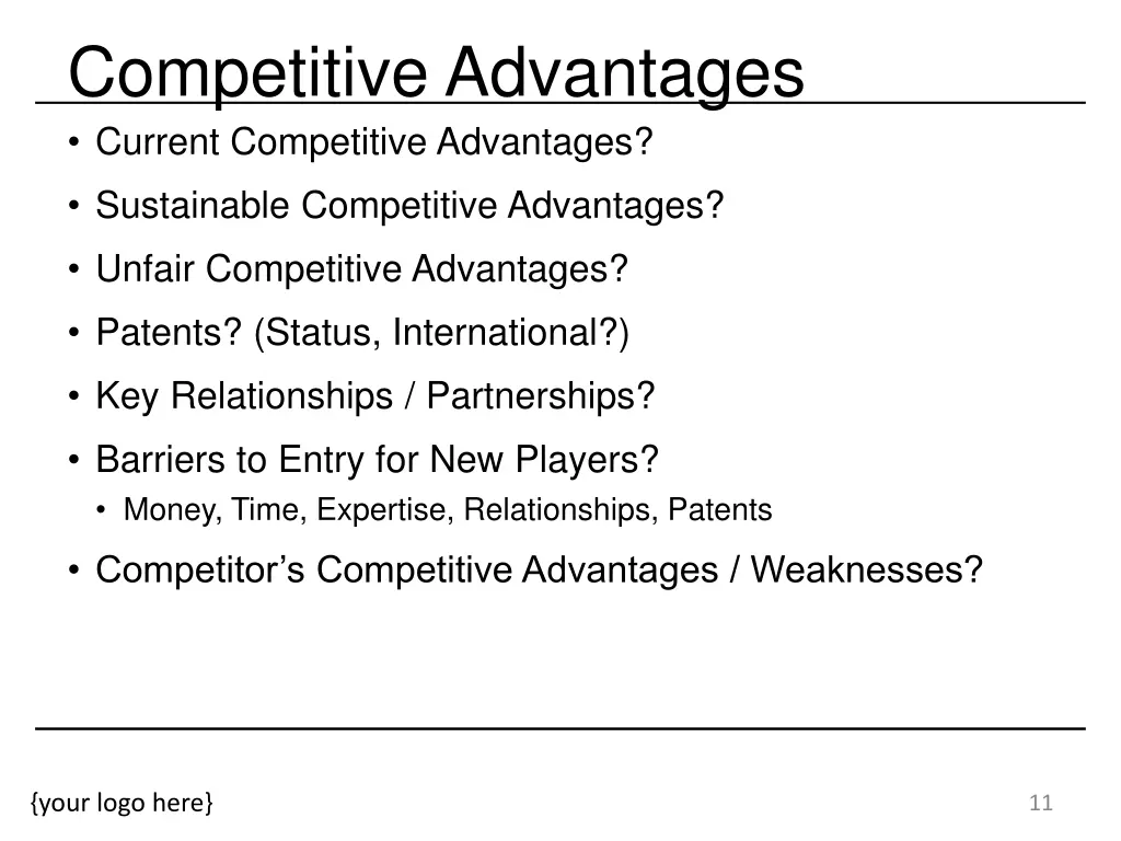 competitive advantages current competitive