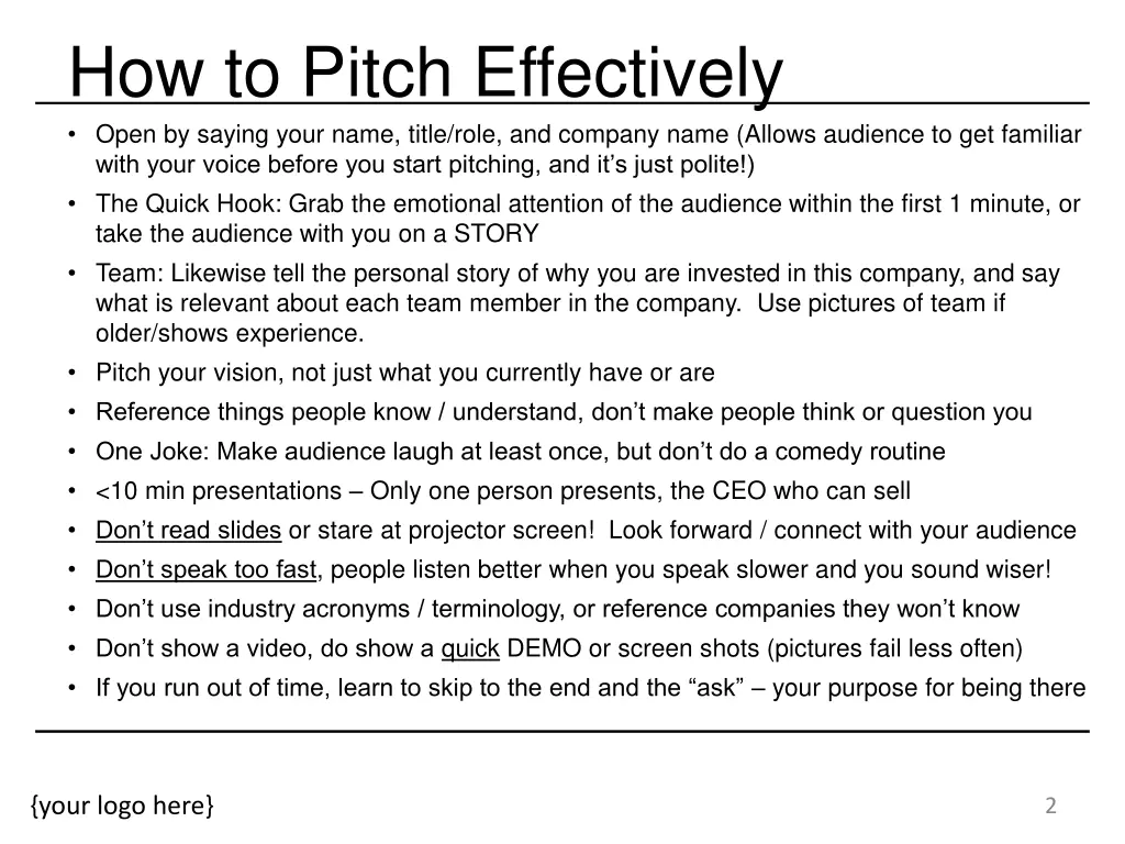 how to pitch effectively