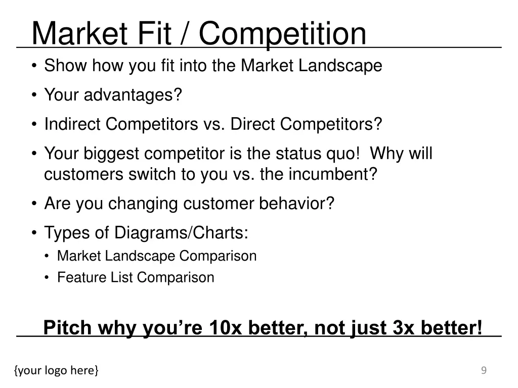 market fit competition show how you fit into