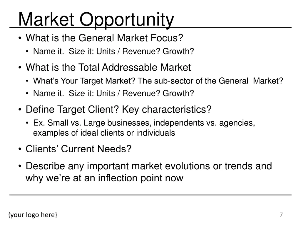 market opportunity what is the general market