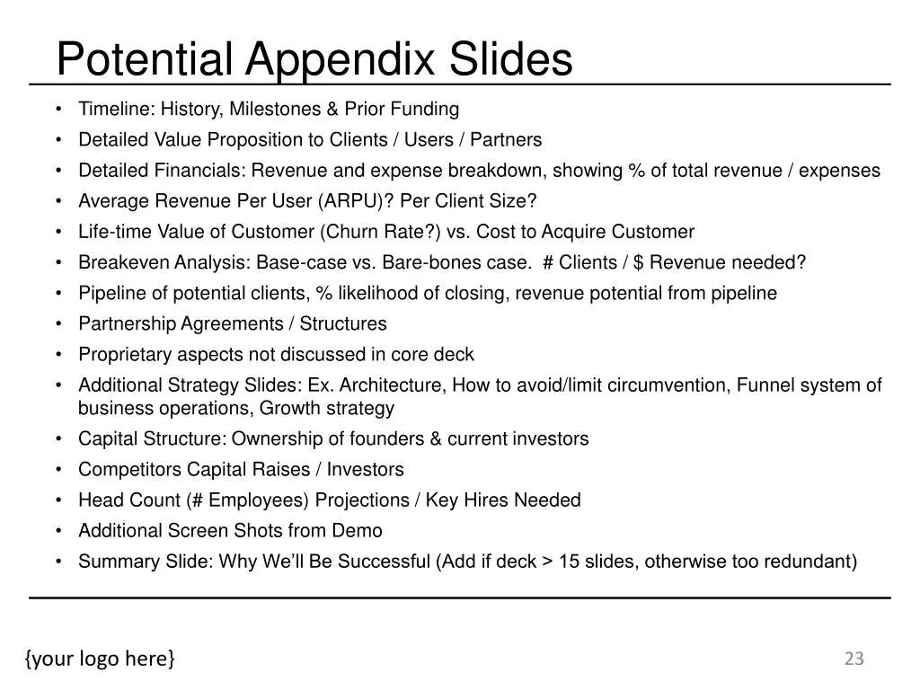 potential appendix slides