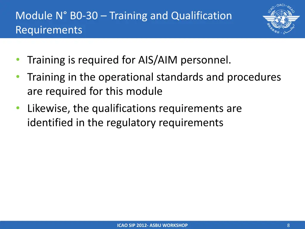 module n b0 30 training and qualification