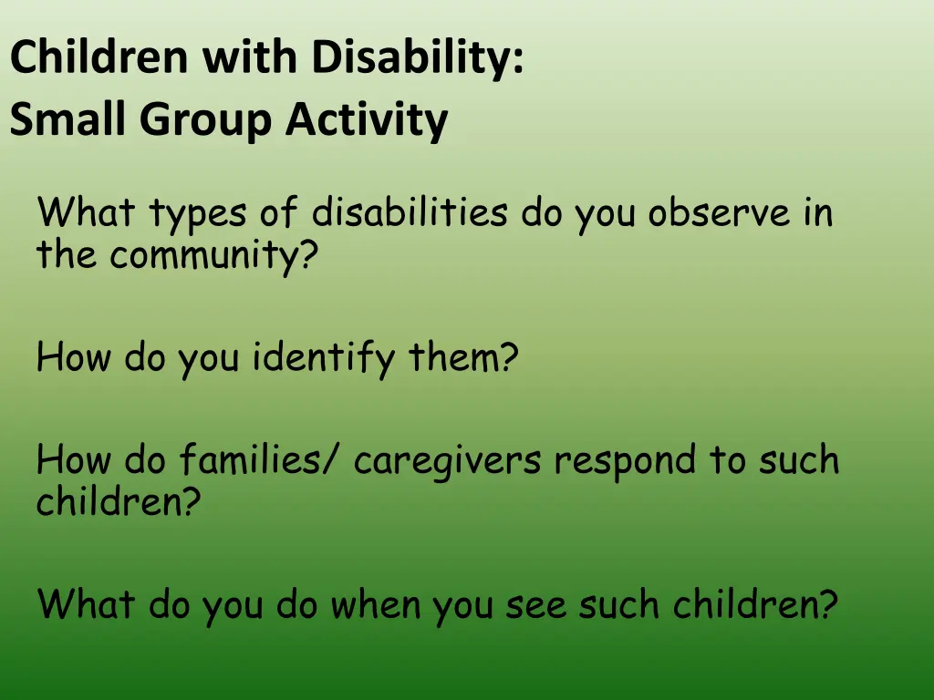 children with disability small group activity
