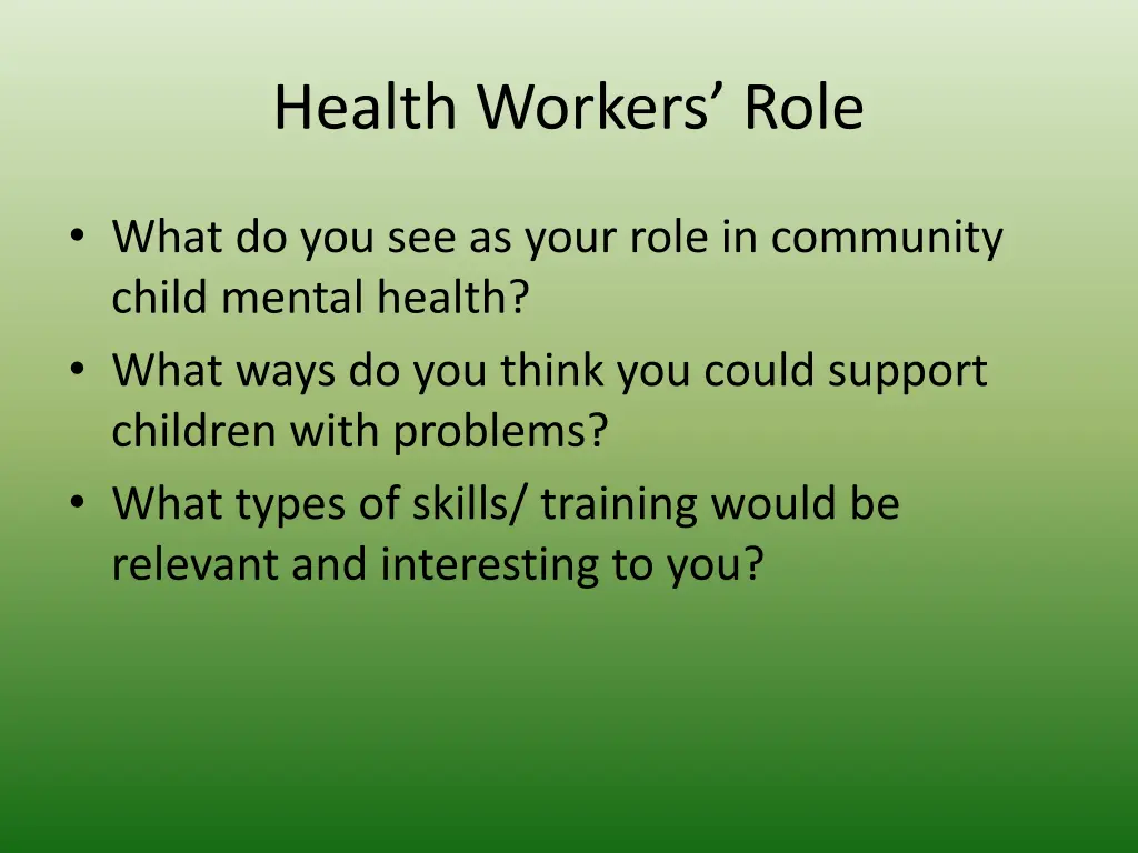 health workers role