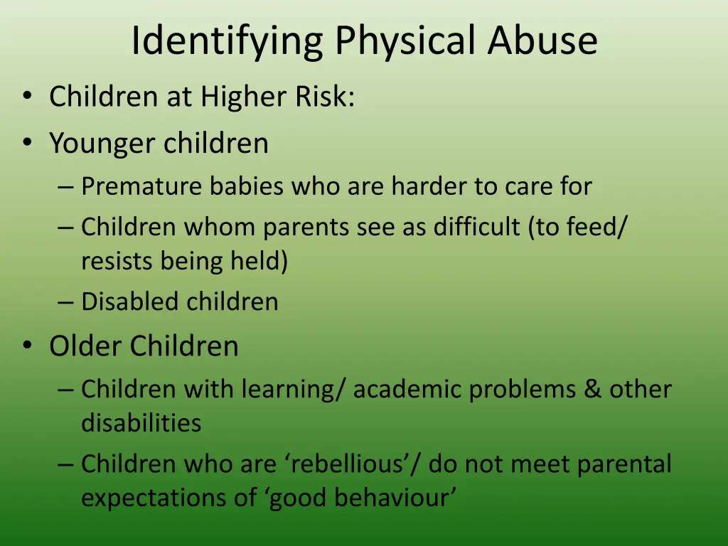 identifying physical abuse children at higher