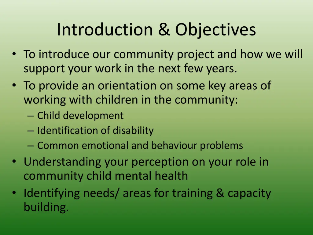 introduction objectives to introduce