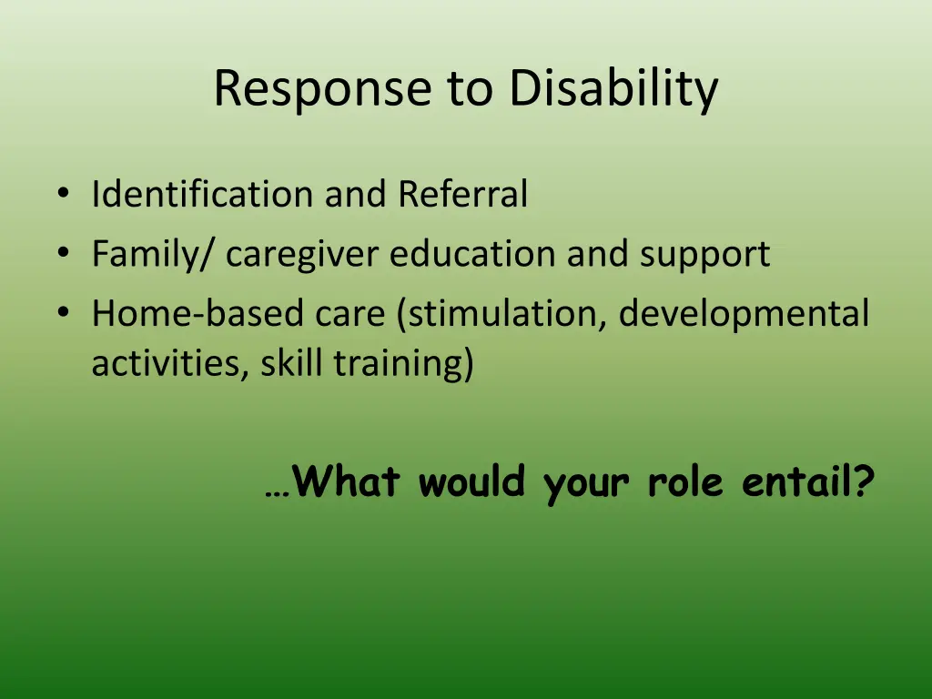response to disability