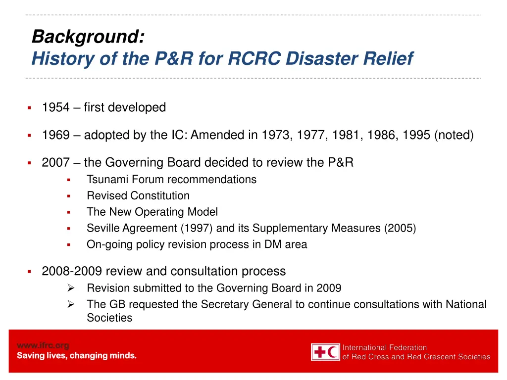 background history of the p r for rcrc disaster