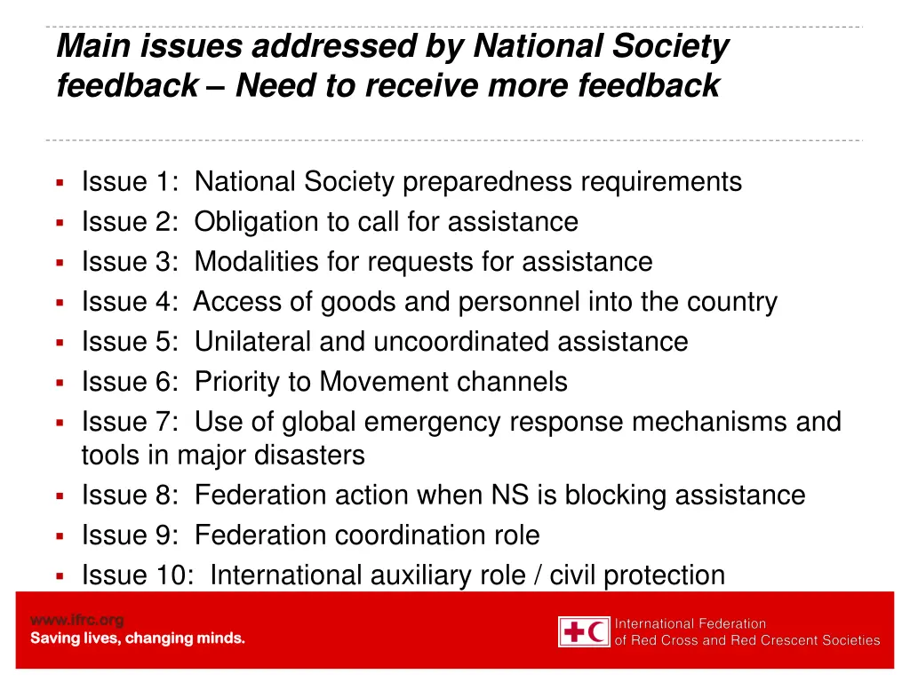 main issues addressed by national society