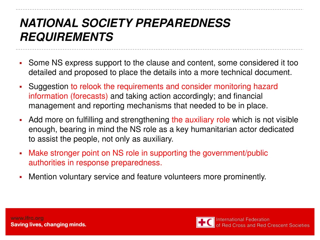 national society preparedness requirements