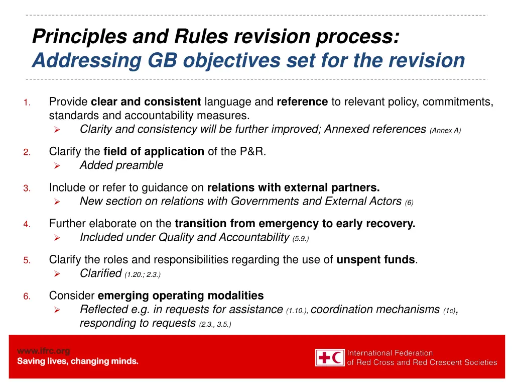 principles and rules revision process addressing