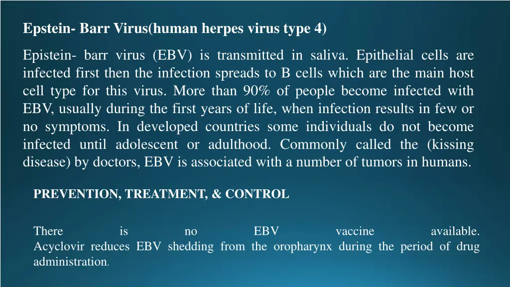 epstein barr virus human herpes virus type 4