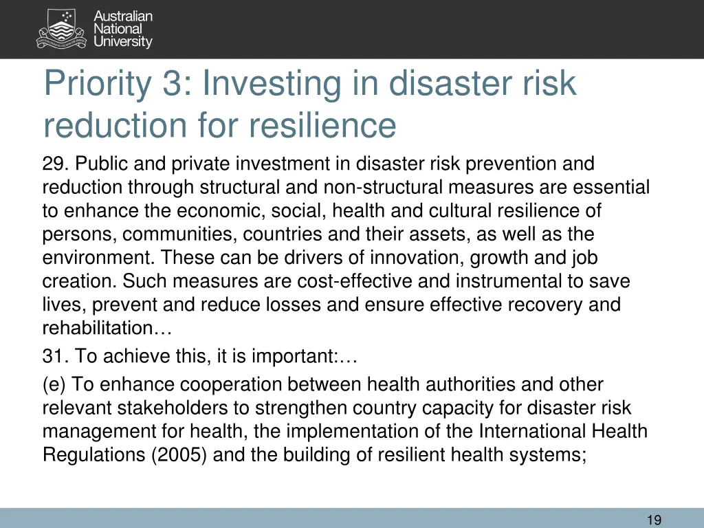 priority 3 investing in disaster risk reduction