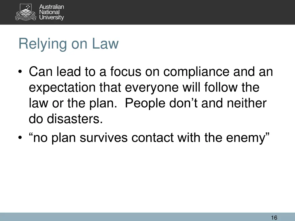 relying on law
