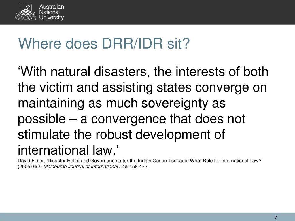 where does drr idr sit
