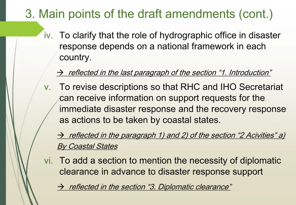 3 main points of the draft amendments cont