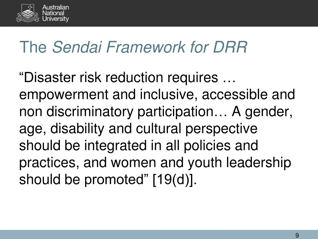 the sendai framework for drr