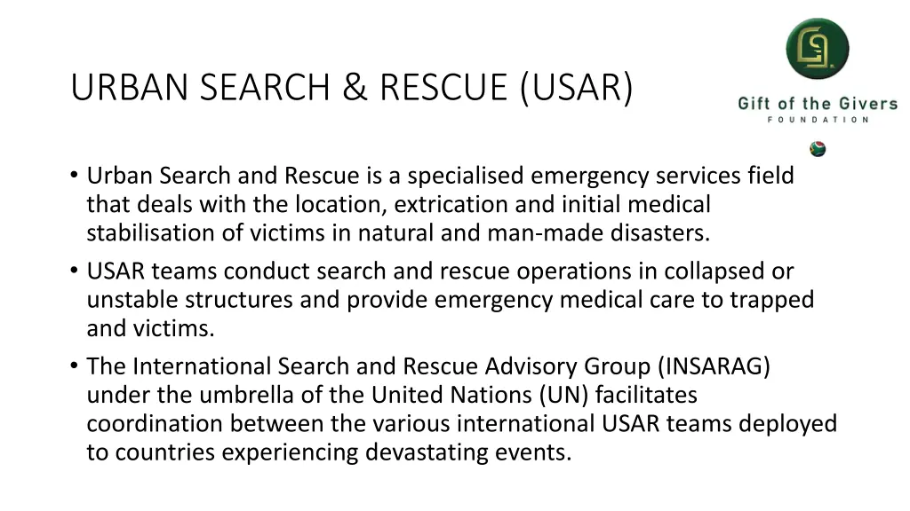 urban search rescue usar