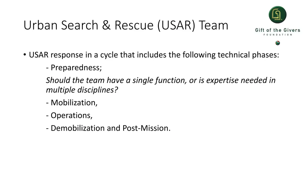urban search rescue usar team