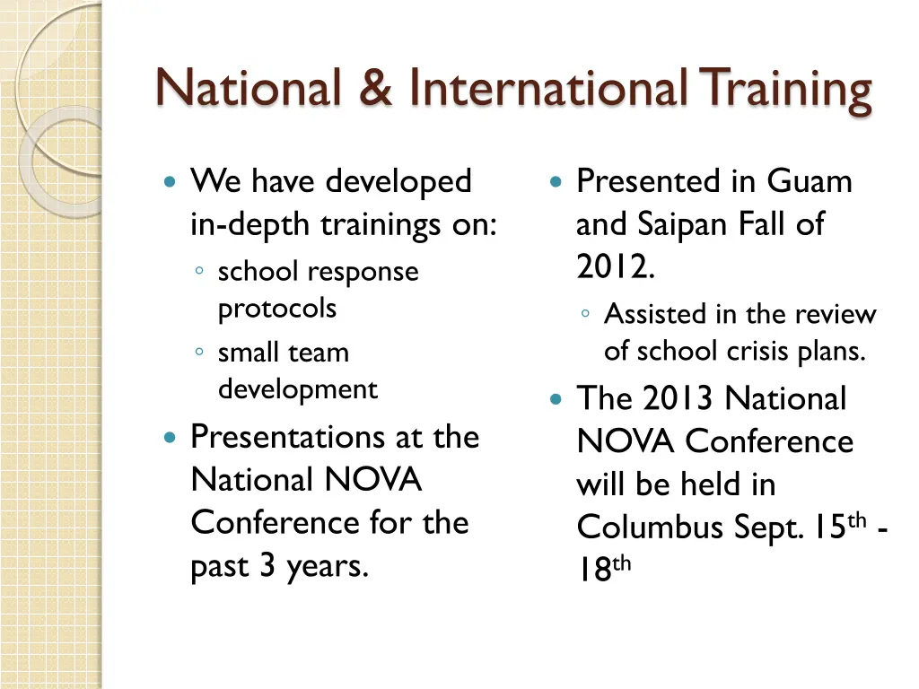 national international training